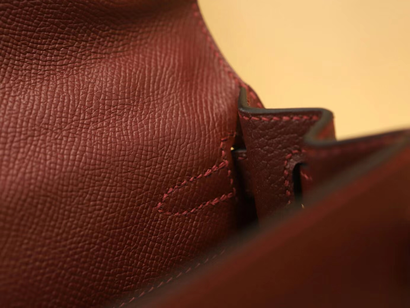 全手缝 Hermes爱马仕Epsom皮爱马仕红CK55 Rouge H凯莉包Kelly 25CM