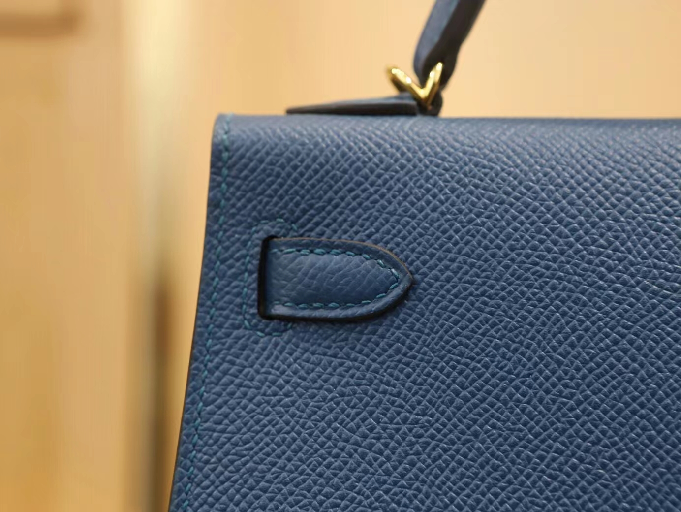 水也名品 Hermes Mini Kelly19CM 爱马仕S4深邃蓝Epsom皮迷你凯莉包二代