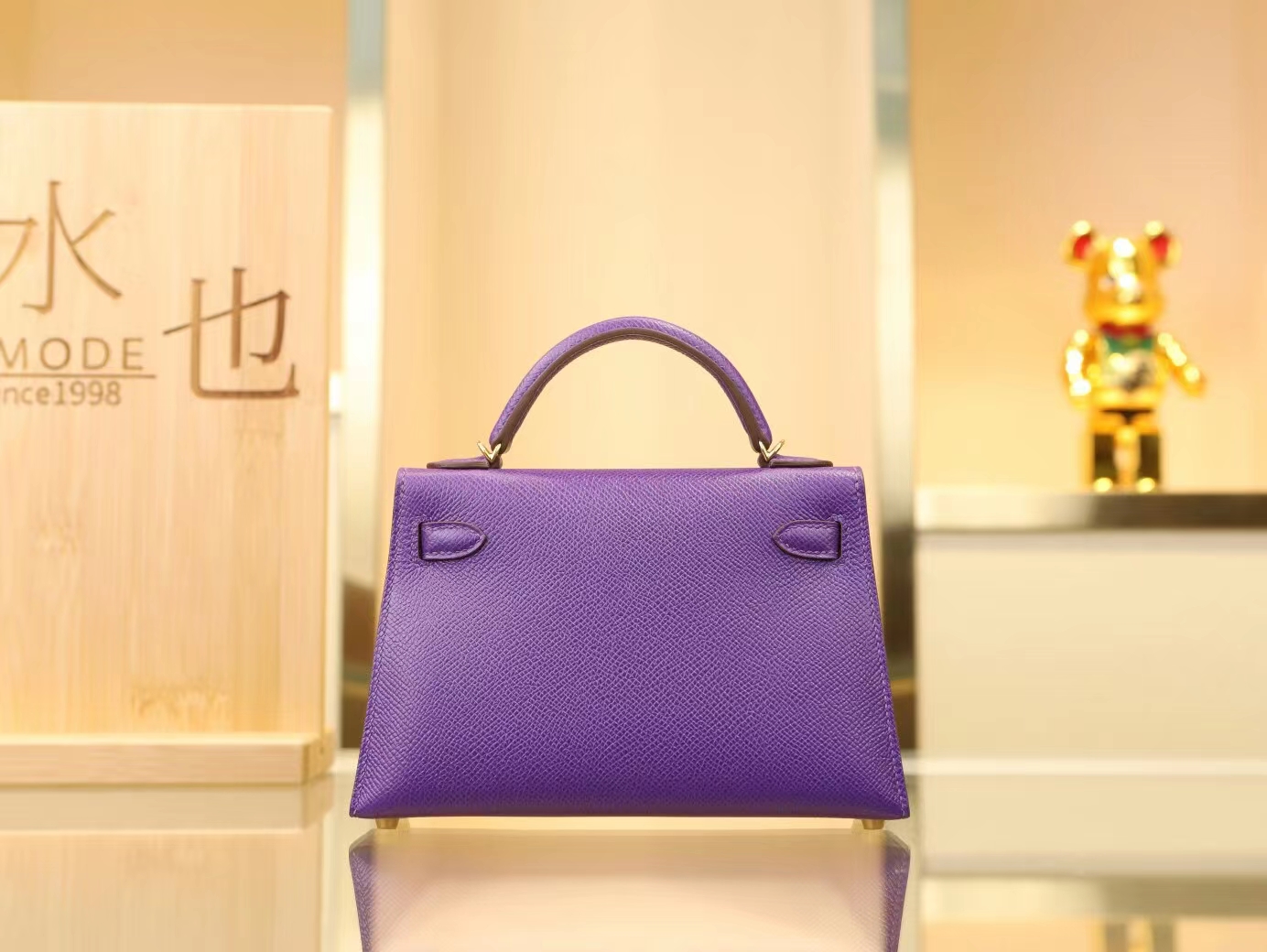 Hermes Mini Kelly19CM 爱马仕梦幻紫9W Crocus Epsom皮迷你凯莉包二代