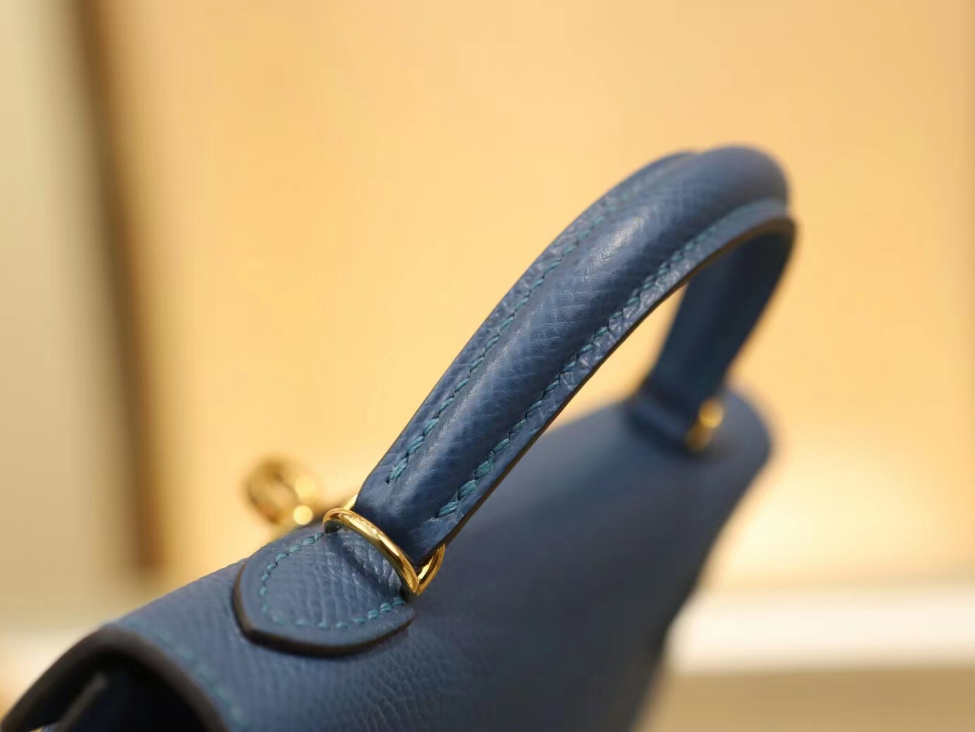 水也名品 Hermes Mini Kelly19CM 爱马仕S4深邃蓝Epsom皮迷你凯莉包二代