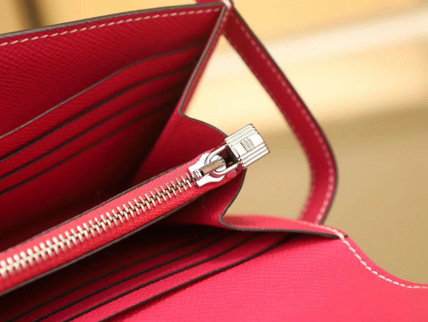 Symode爱马仕Hermes 糖果粉E5 Rose tyrien Epsom皮Kelly凯莉长款钱包