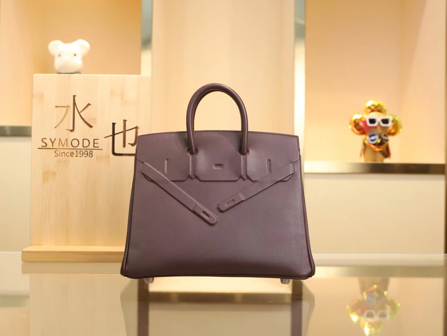 水也名品 爱马仕浮雕设计铂金包 Hermes Birkin Shadow 25CM 0G马鞍红