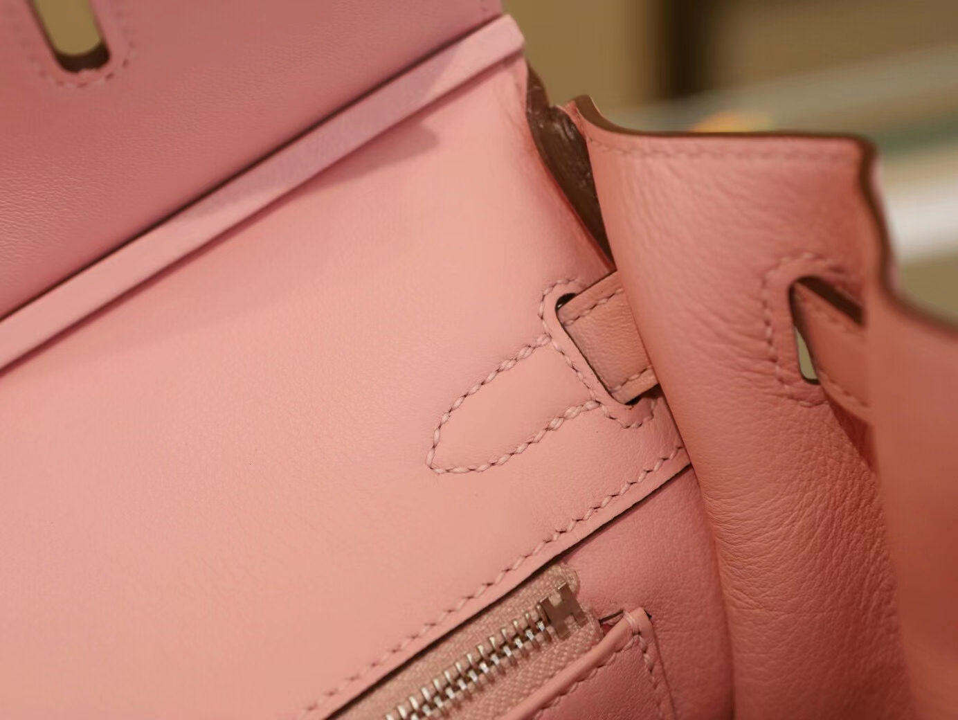 Symode爱马仕铂金包定制 Hermes 3Q水粉色Swift皮Birkin25CM 金/银扣