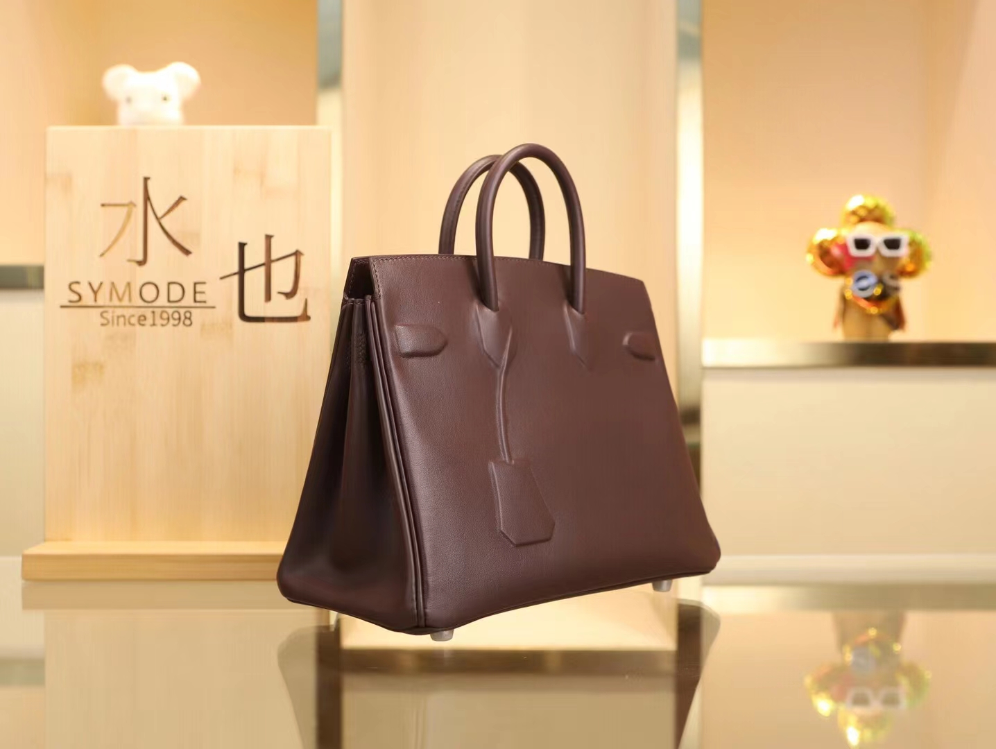 水也名品 爱马仕浮雕设计铂金包 Hermes Birkin Shadow 25CM 0G马鞍红