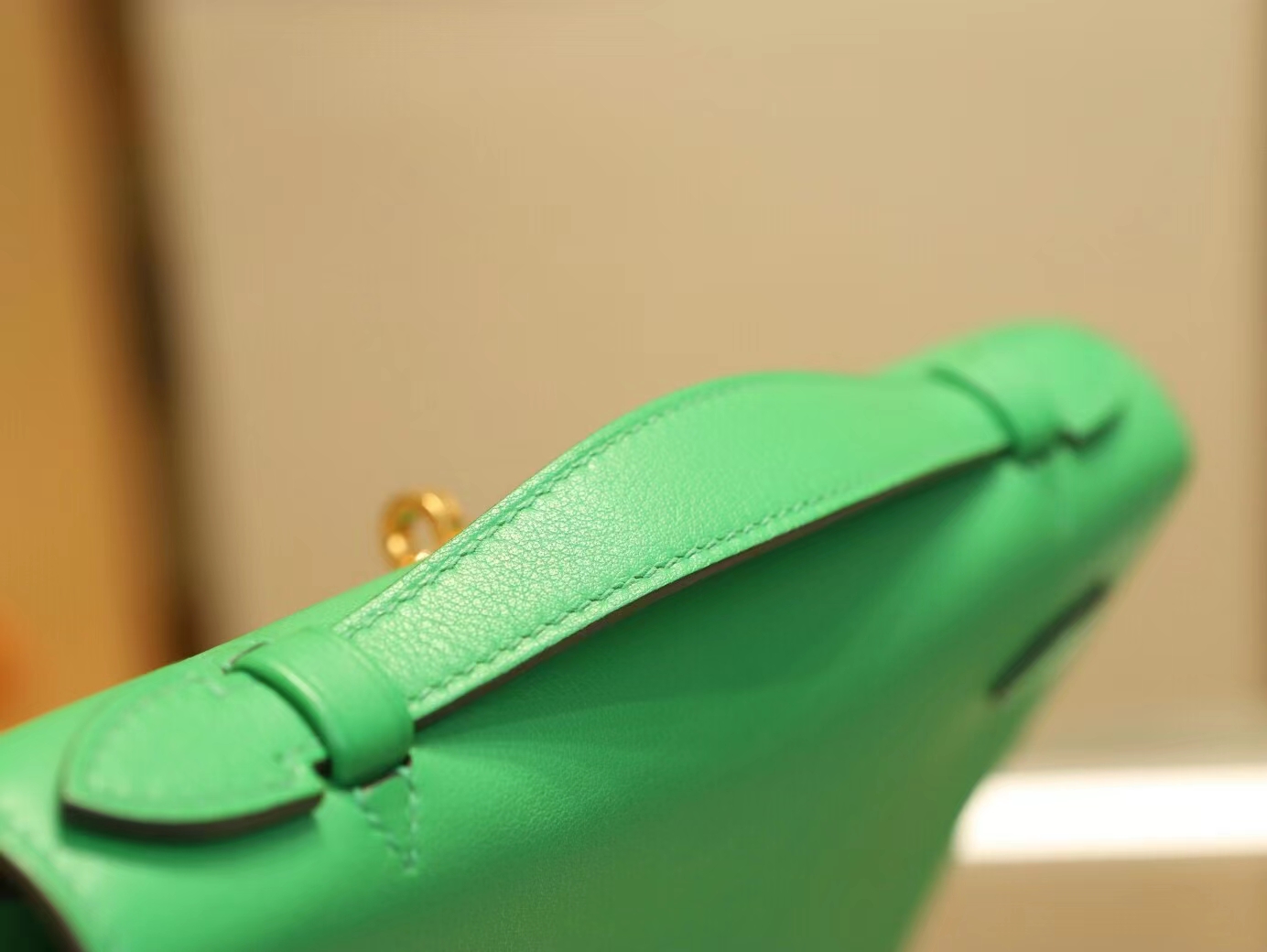 爱马仕迷你凯莉包一代 Hermes 1K竹子绿Swift皮Mini Kelly Pochette22cm 金扣
