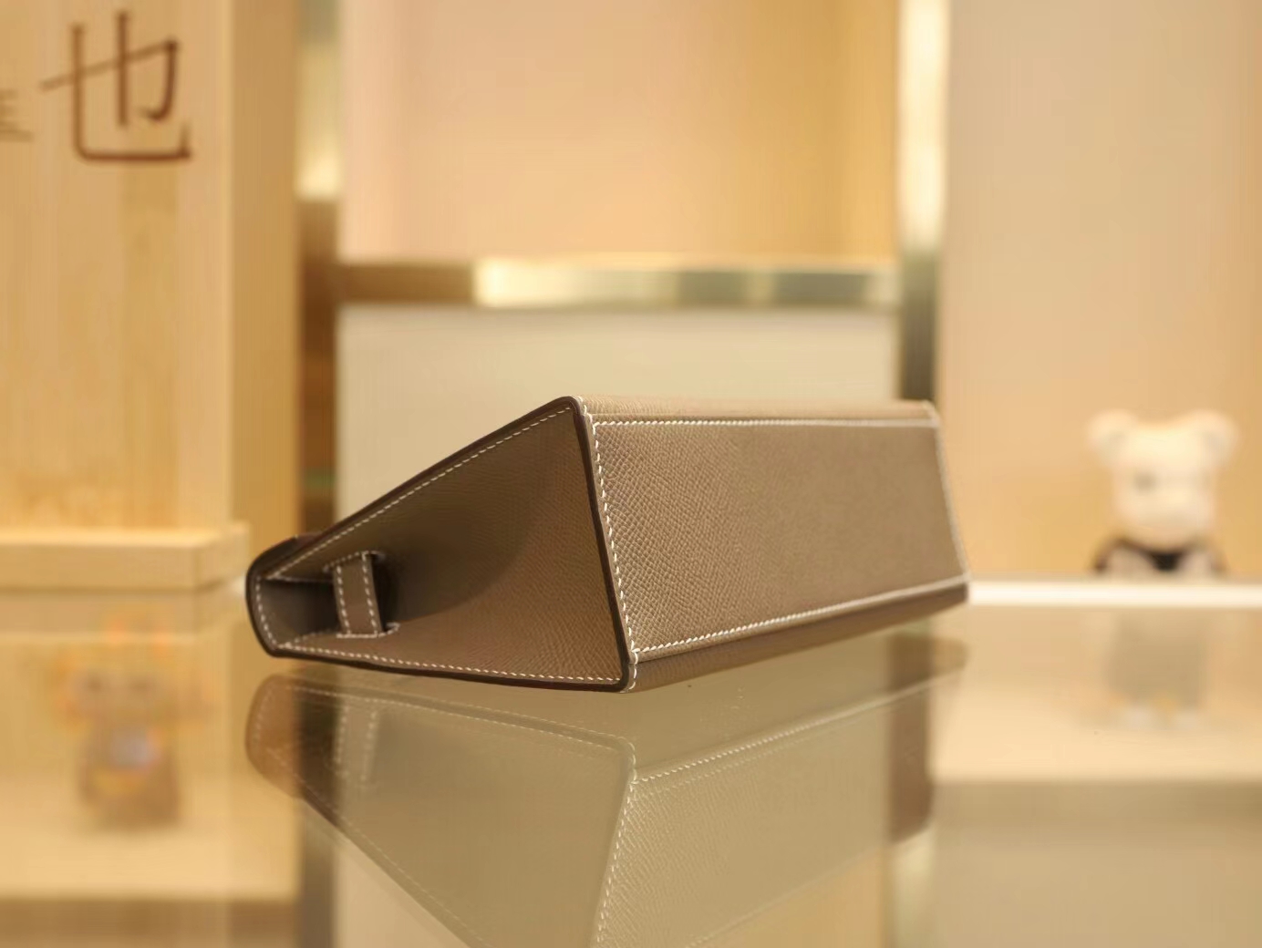Symode爱马仕Hermes Mini Kelly Pochette22cm 18大象灰Epsom皮 金扣