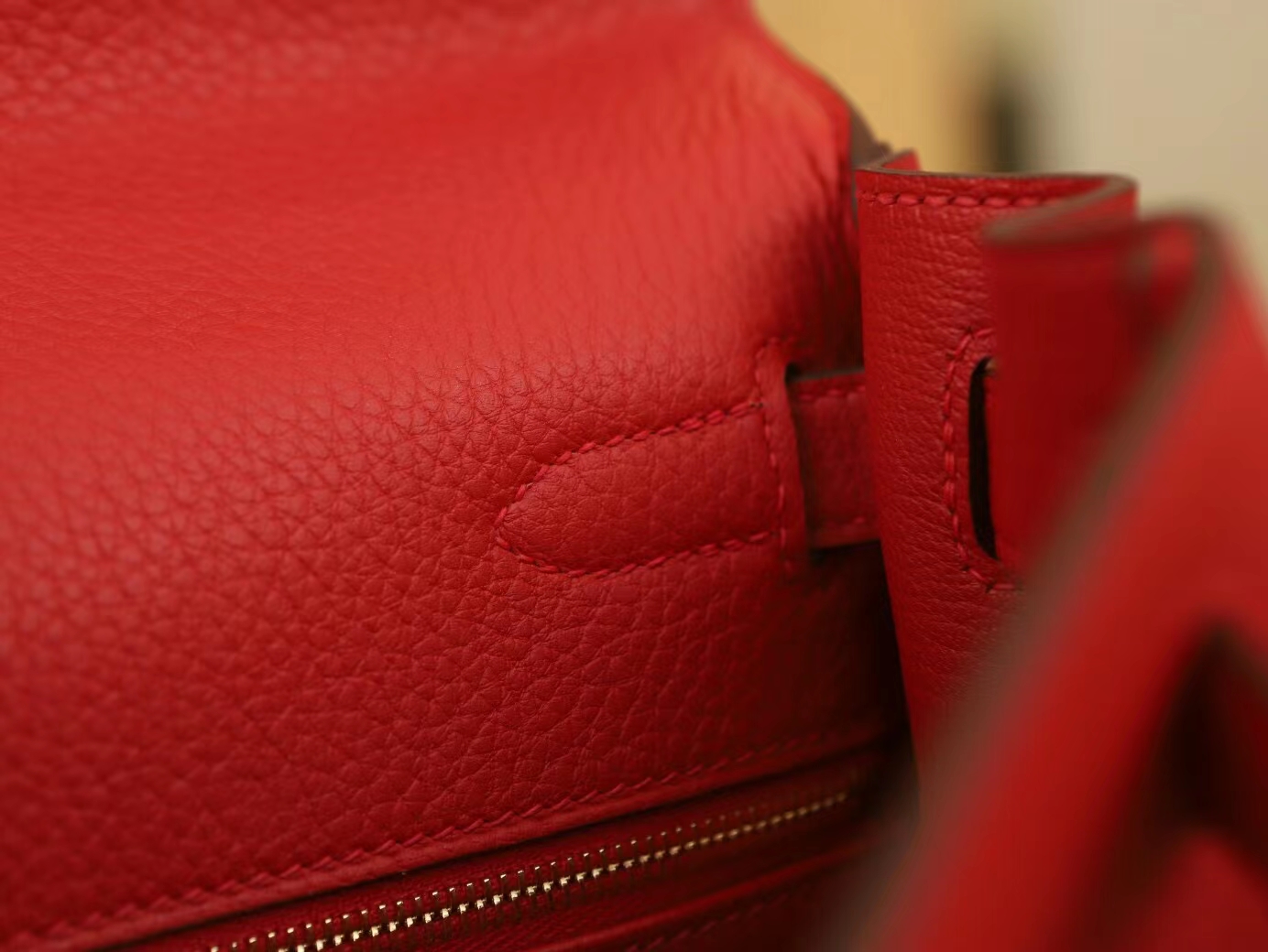 爱马仕包包定制 Hermes Kelly25/28CM Q5国旗红TC皮凯莉包 金扣/银扣
