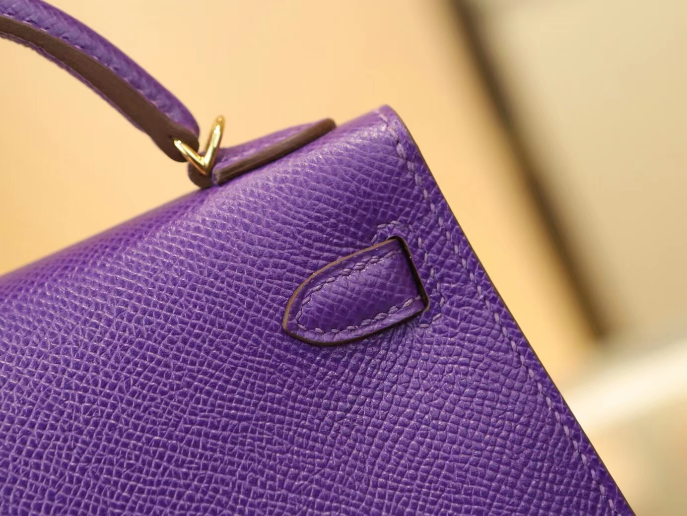 Hermes Mini Kelly19CM 爱马仕梦幻紫9W Crocus Epsom皮迷你凯莉包二代