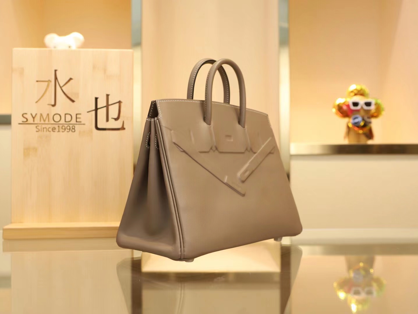 Hermes Birkin Shadow 25CM 爱马仕CK18大象灰牛皮浮雕设计铂金包