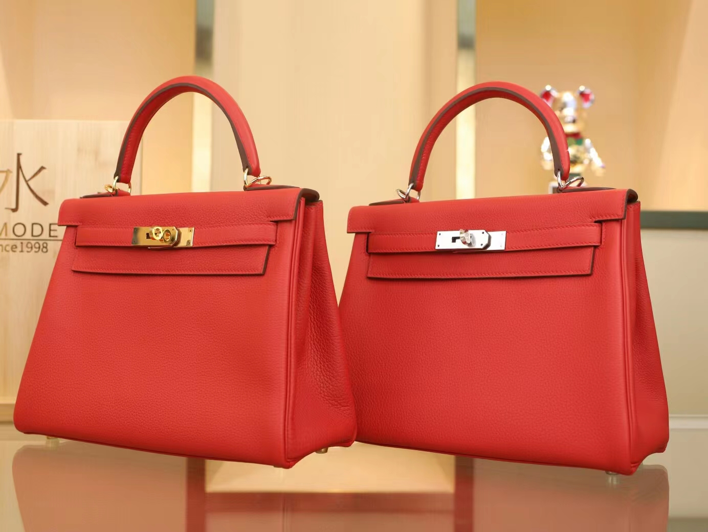 爱马仕包包定制 Hermes Kelly25/28CM Q5国旗红TC皮凯莉包 金扣/银扣
