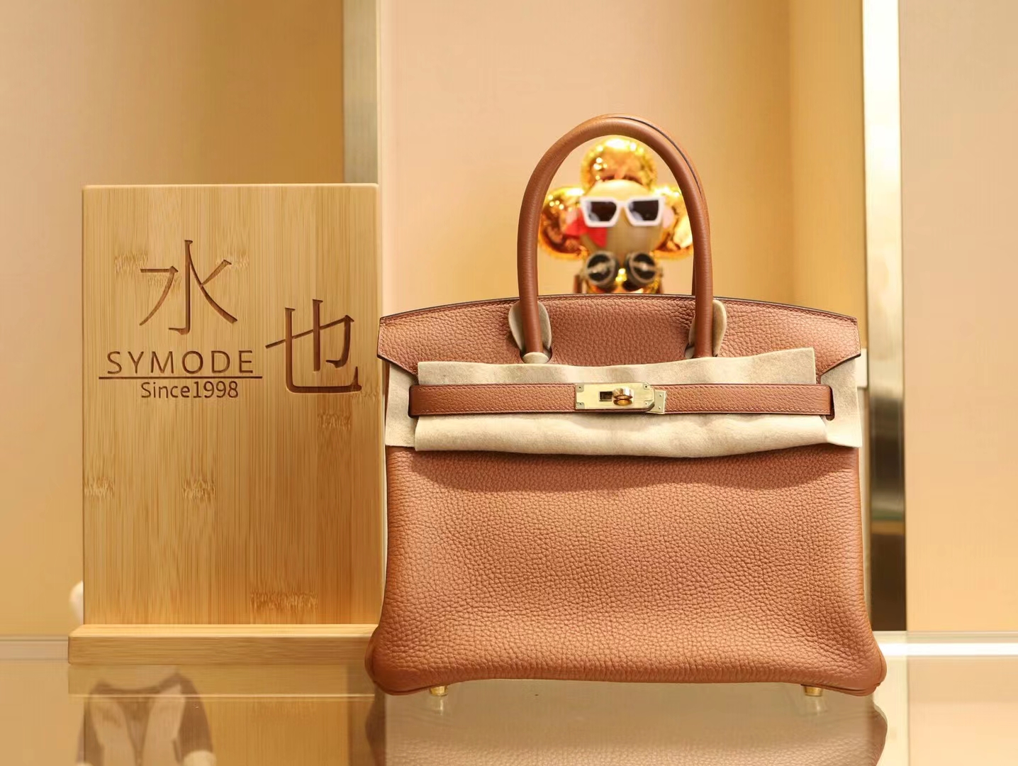 Symode Hermes爱马仕4i栗子棕内拼8v罂粟橘Togo皮铂金包Birkin30CM 金扣