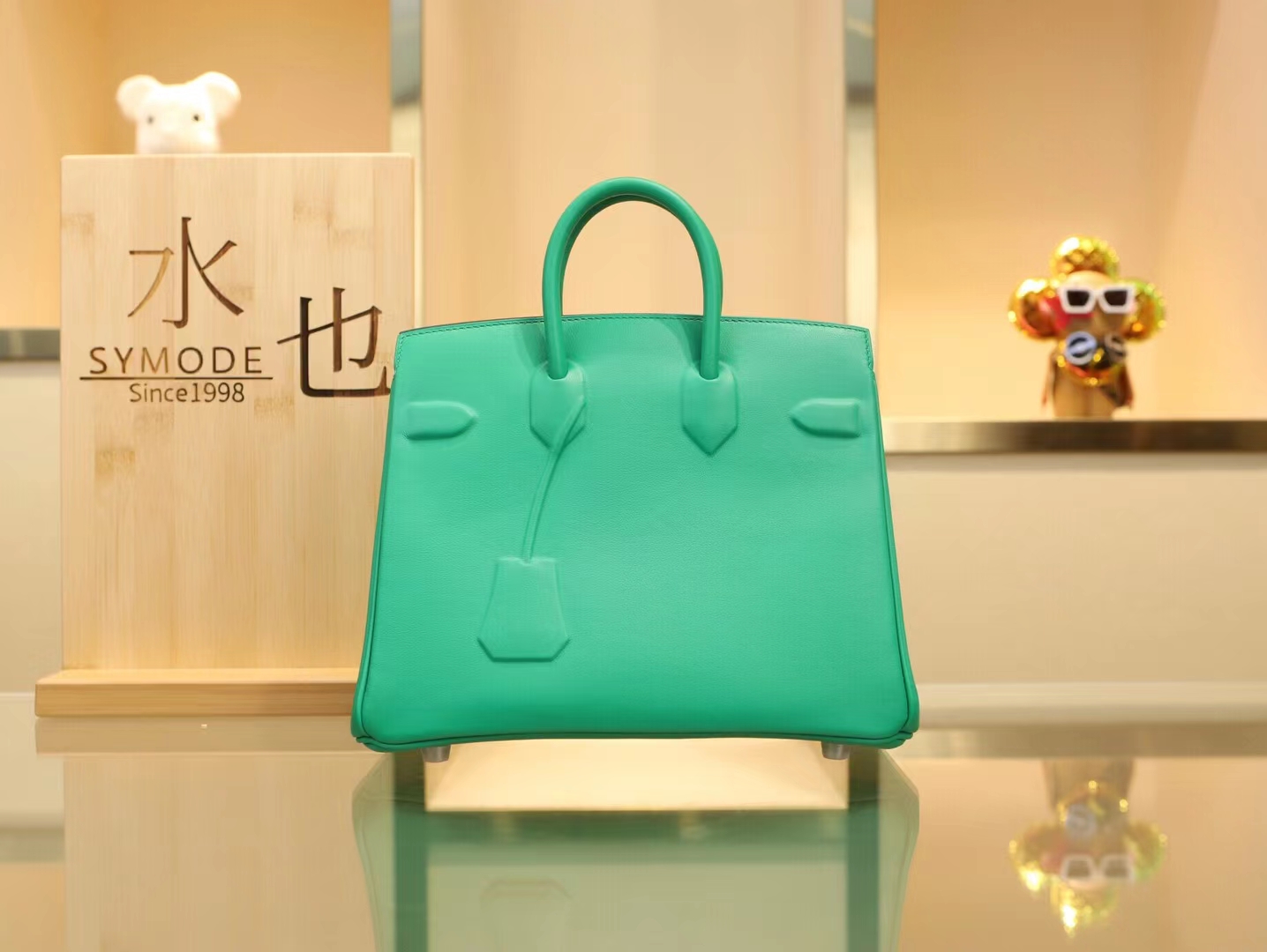 爱马仕浮雕铂金包 Hermes Birkin Shadow 25CM 6W薄荷绿牛皮 银扣
