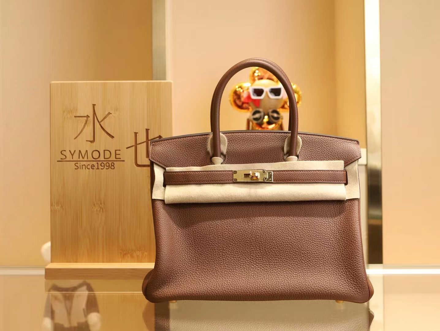 Hermes Birkin30CM 爱马仕4G焦糖色Brulee Togo皮铂金包手提女包 金扣