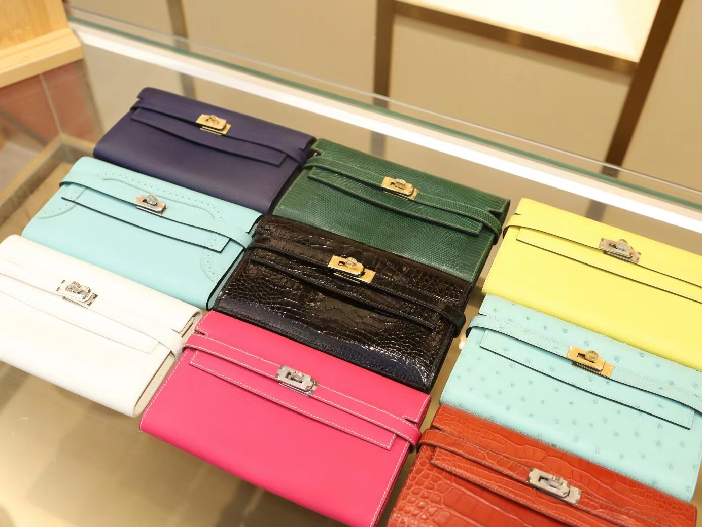 Symode爱马仕Hermes 糖果粉E5 Rose tyrien Epsom皮Kelly凯莉长款钱包