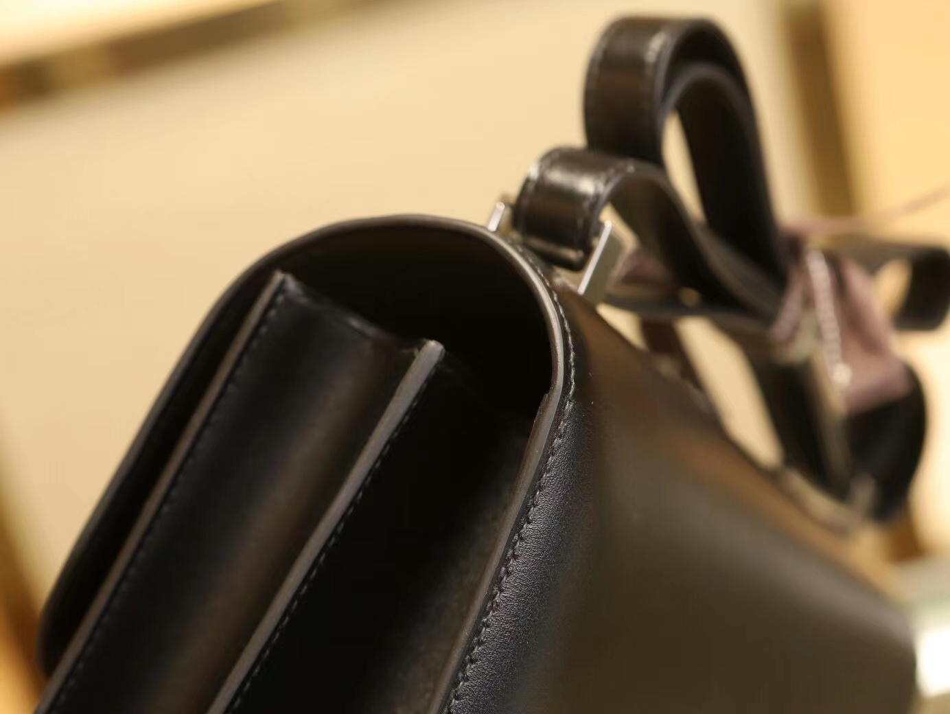 水也名品 Hermes Constance24CM 爱马仕黑色Noir Box皮康斯坦包 银扣