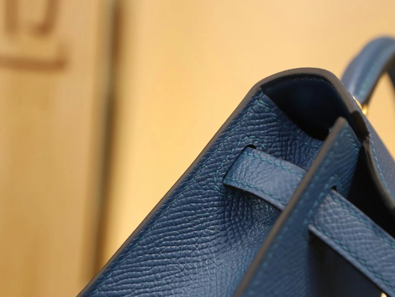 水也名品 Hermes Mini Kelly19CM 爱马仕S4深邃蓝Epsom皮迷你凯莉包二代