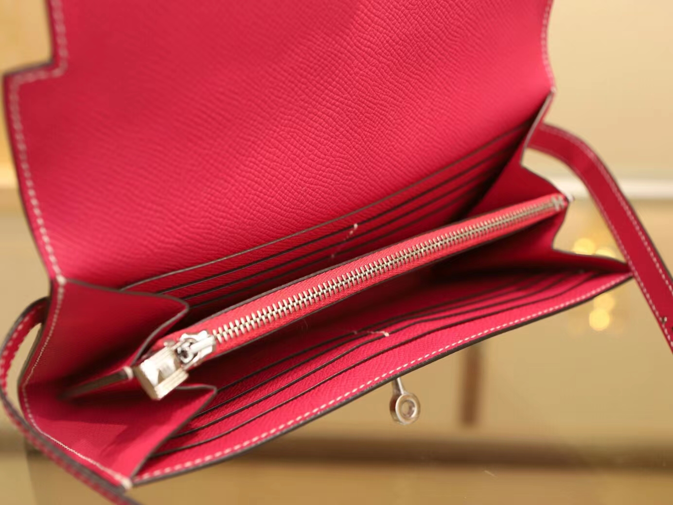 Symode爱马仕Hermes 糖果粉E5 Rose tyrien Epsom皮Kelly凯莉长款钱包