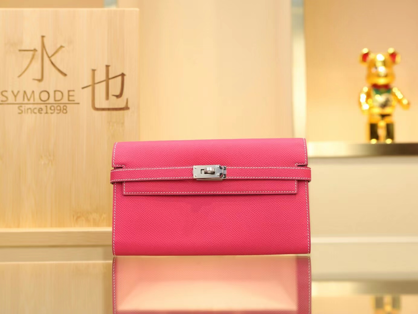 Symode爱马仕Hermes 糖果粉E5 Rose tyrien Epsom皮Kelly凯莉长款钱包