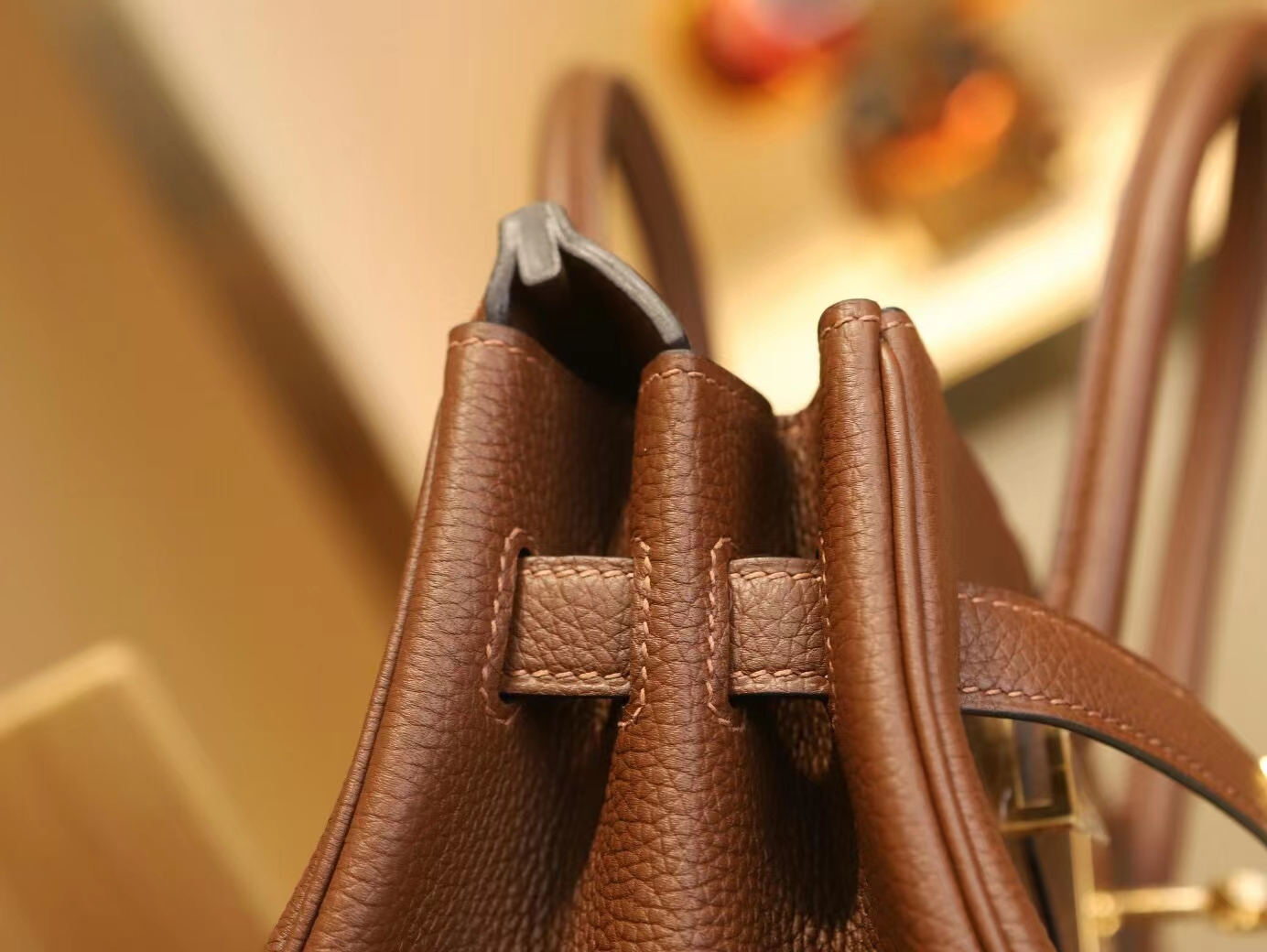 Hermes Birkin30CM 爱马仕4G焦糖色Brulee Togo皮铂金包手提女包 金扣