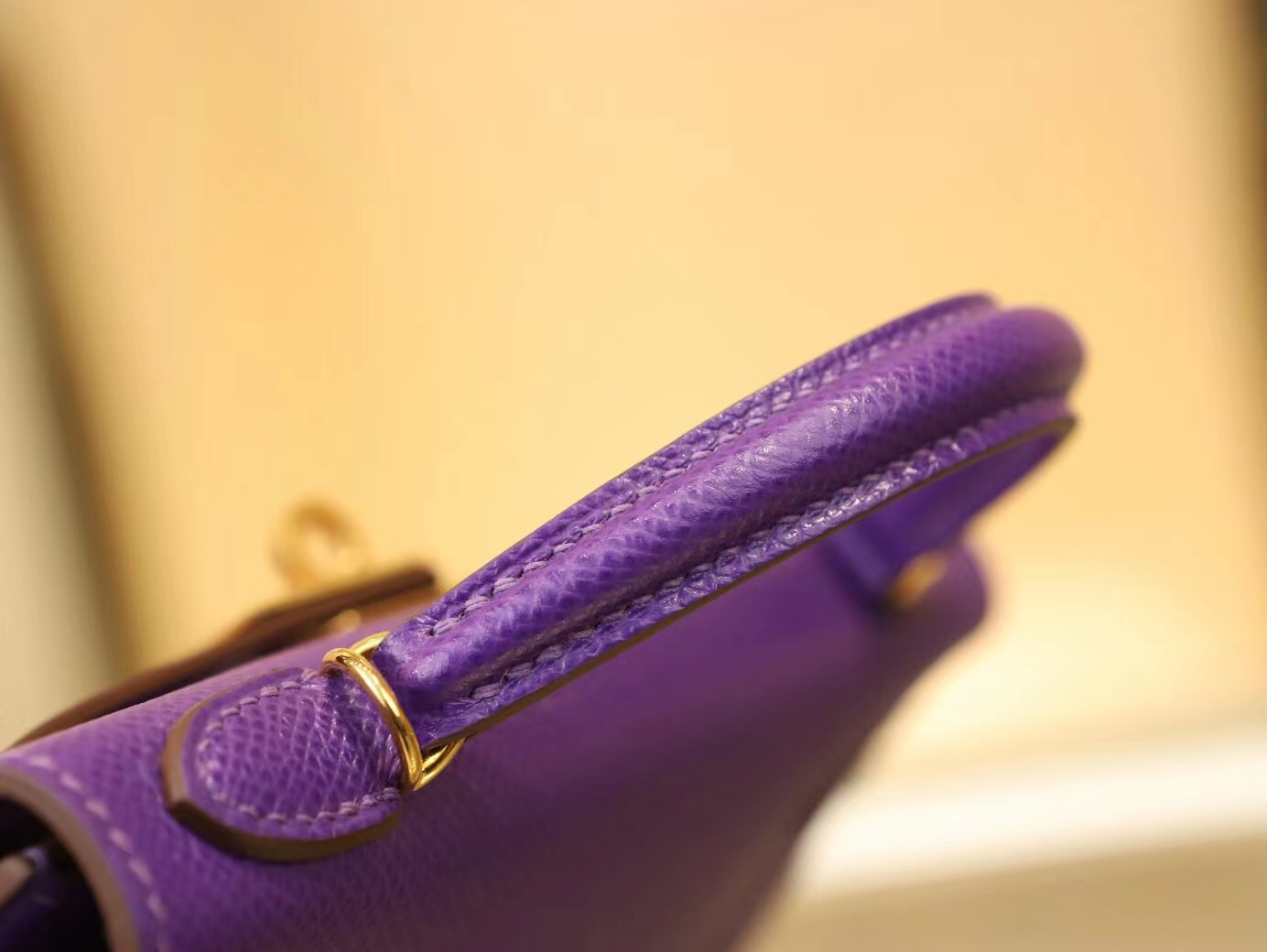 Hermes Mini Kelly19CM 爱马仕梦幻紫9W Crocus Epsom皮迷你凯莉包二代