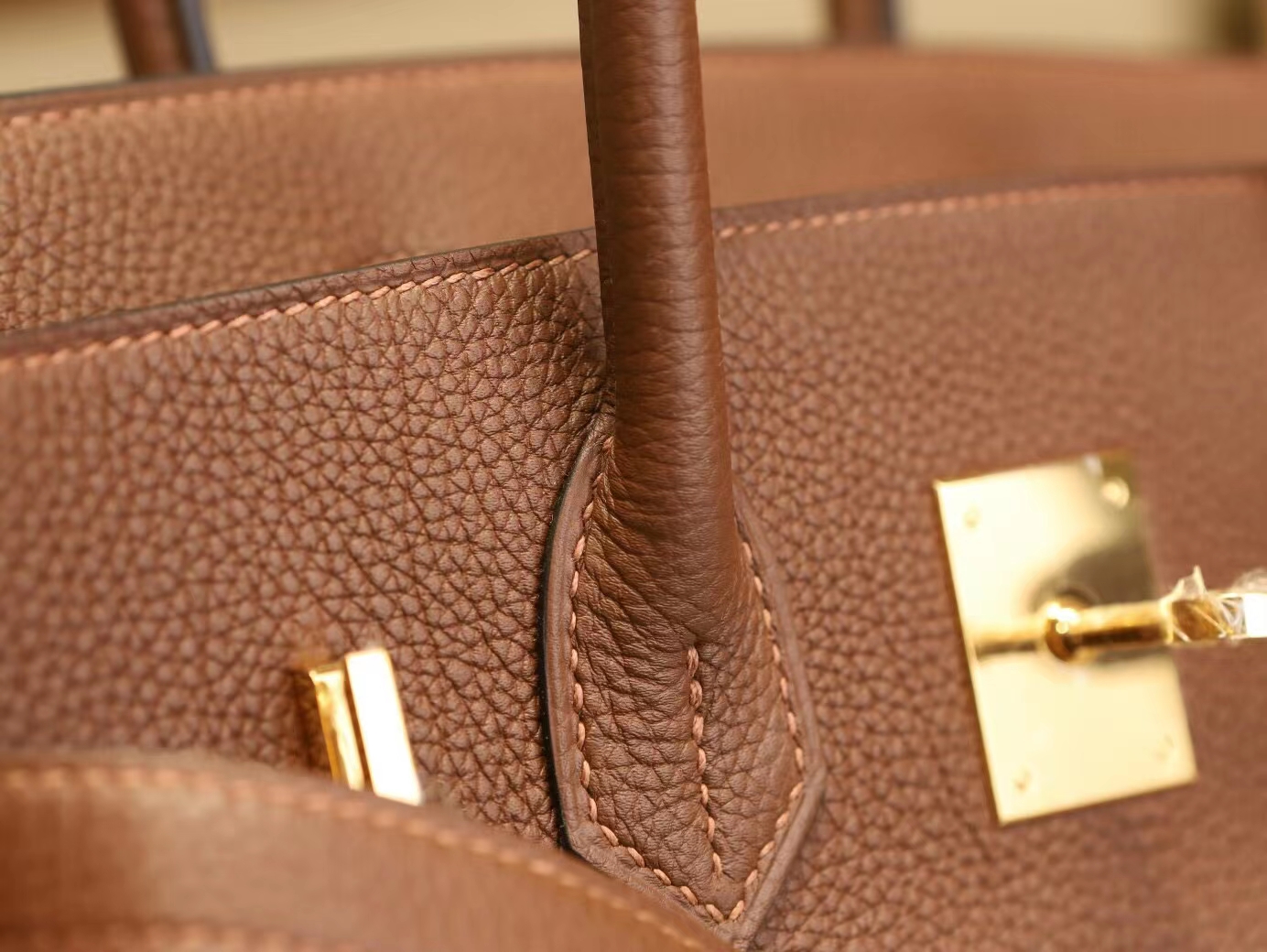 Hermes Birkin30CM 爱马仕4G焦糖色Brulee Togo皮铂金包手提女包 金扣