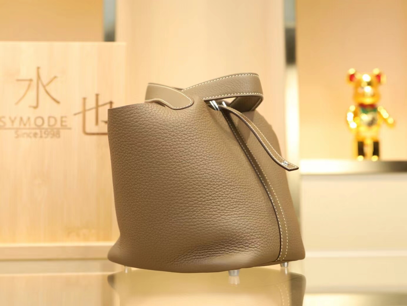 Symode Hermes Picotin Lock18/22CM 爱马仕CC18大象灰TC皮水桶包 银扣