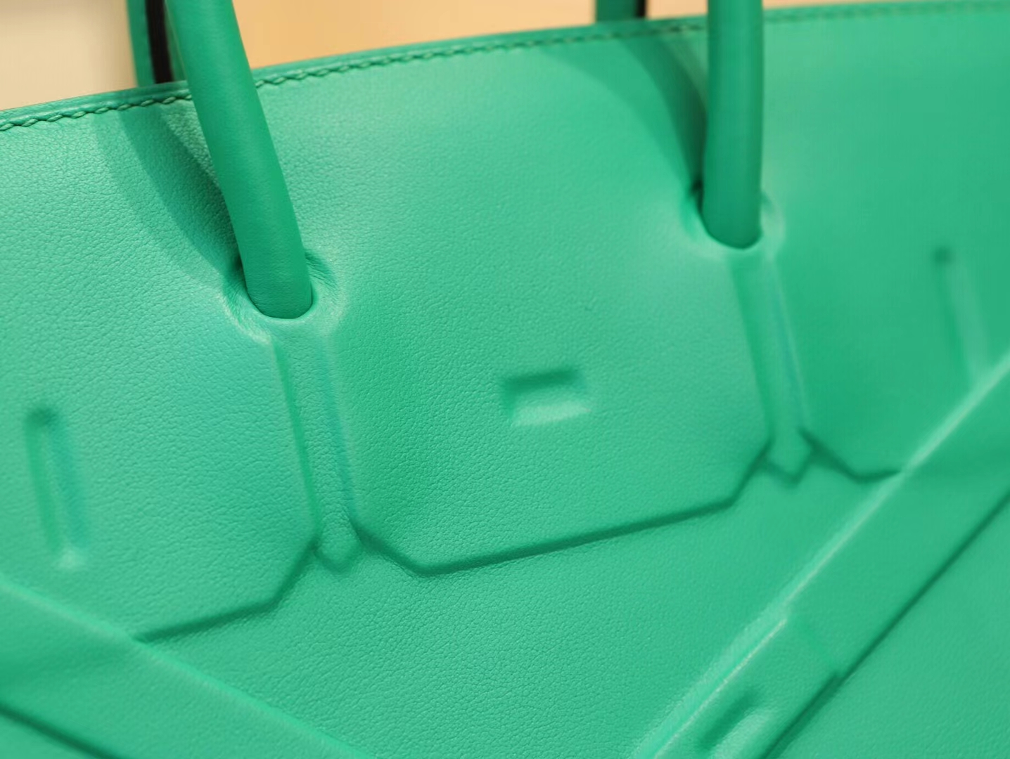 爱马仕浮雕铂金包 Hermes Birkin Shadow 25CM 6W薄荷绿牛皮 银扣
