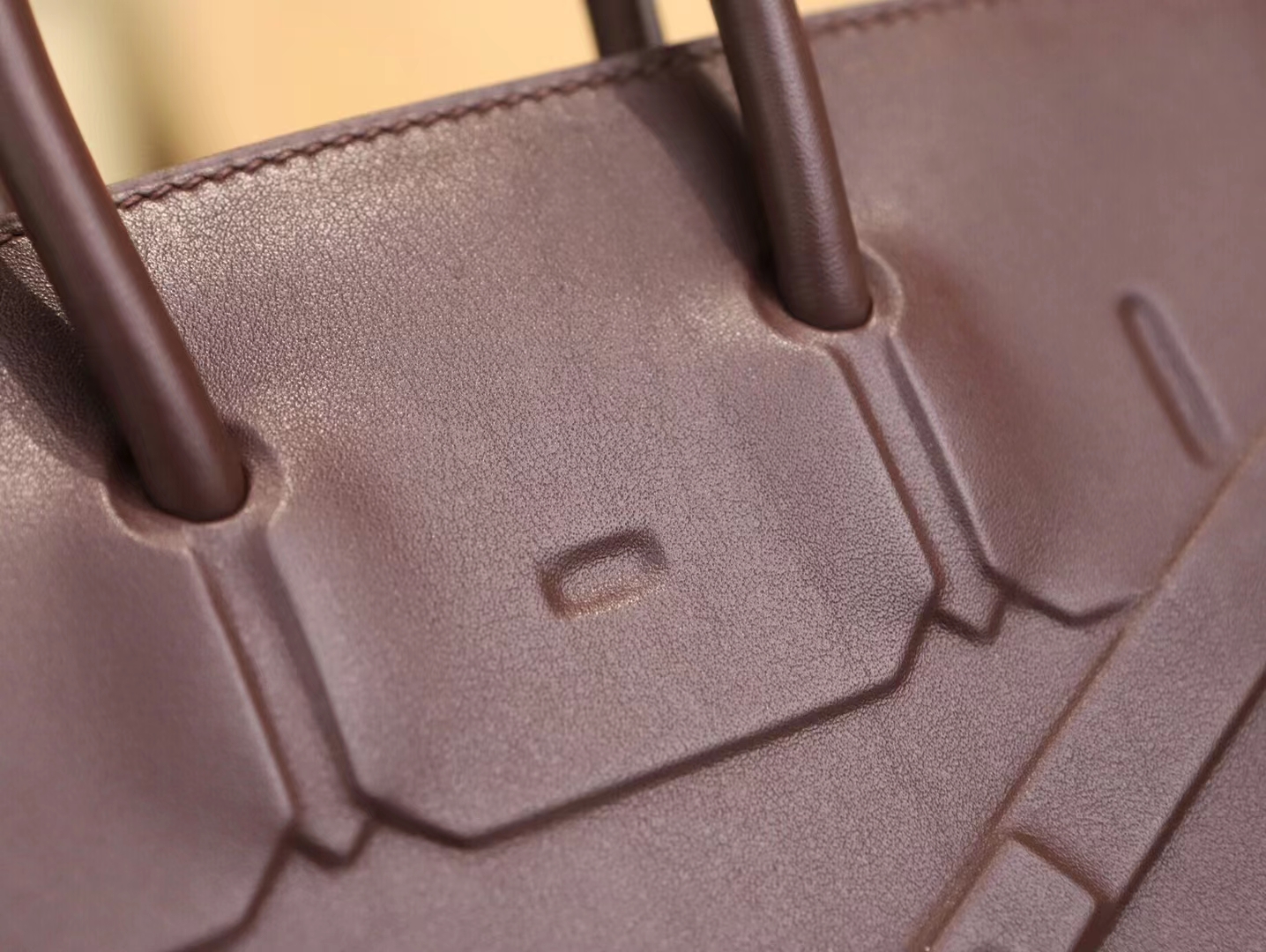 水也名品 爱马仕浮雕设计铂金包 Hermes Birkin Shadow 25CM 0G马鞍红