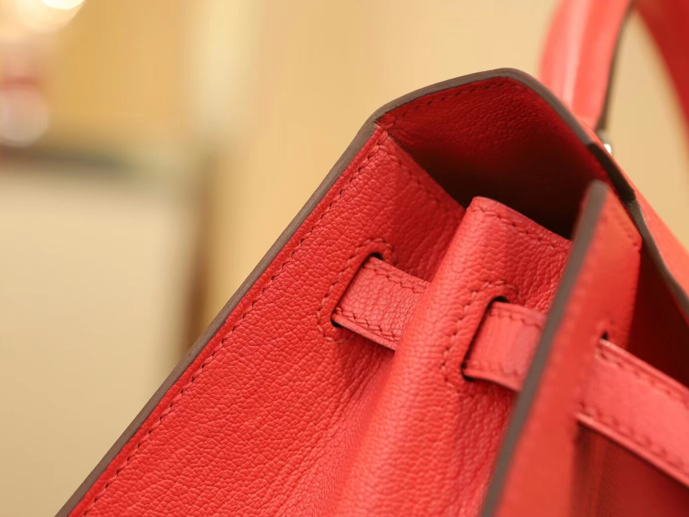Hermes Kelly28CM 爱马仕斋普尔粉T5 Rose Jaipur山羊皮凯莉包 外缝 银扣