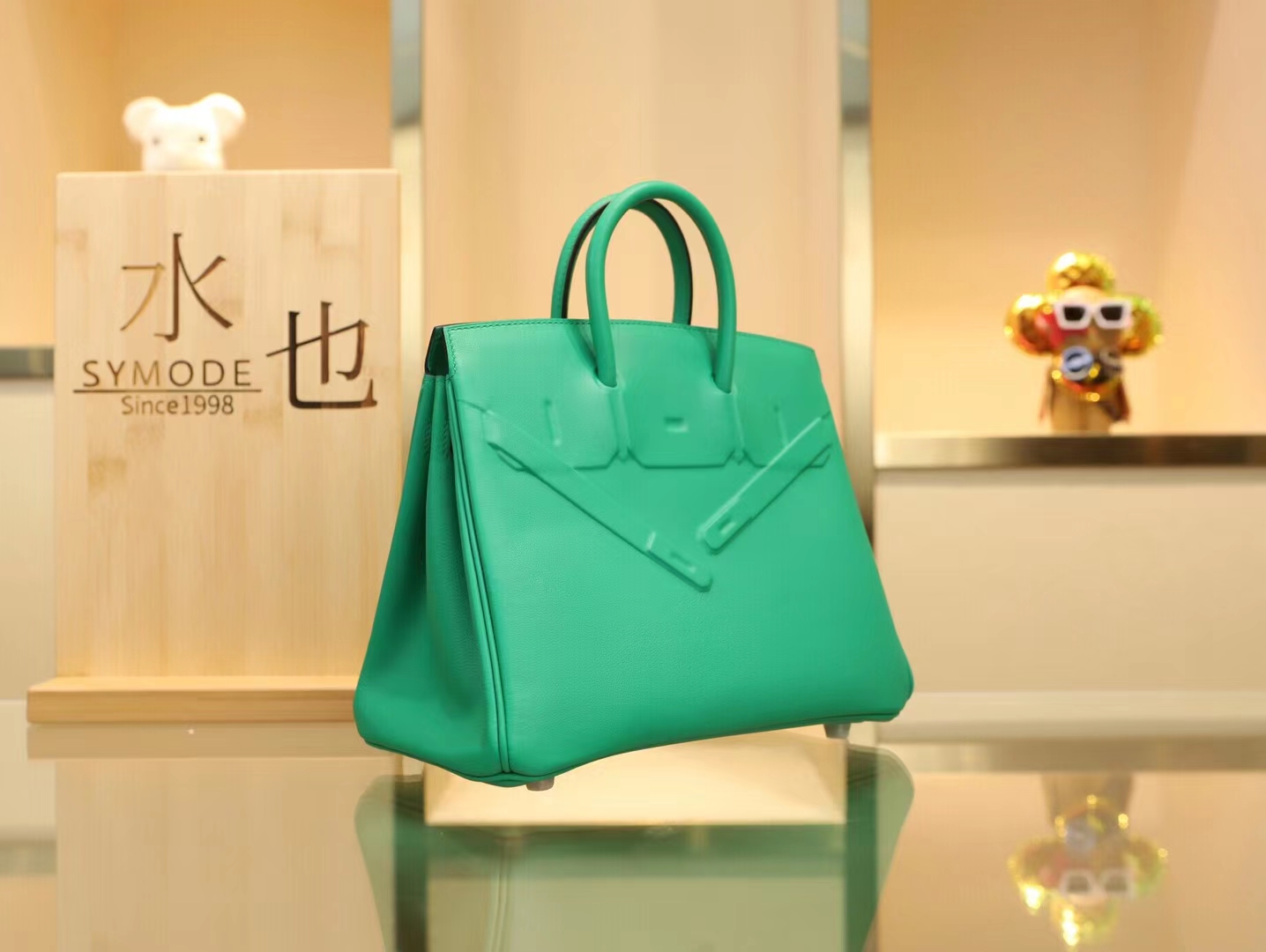 爱马仕浮雕铂金包 Hermes Birkin Shadow 25CM 6W薄荷绿牛皮 银扣