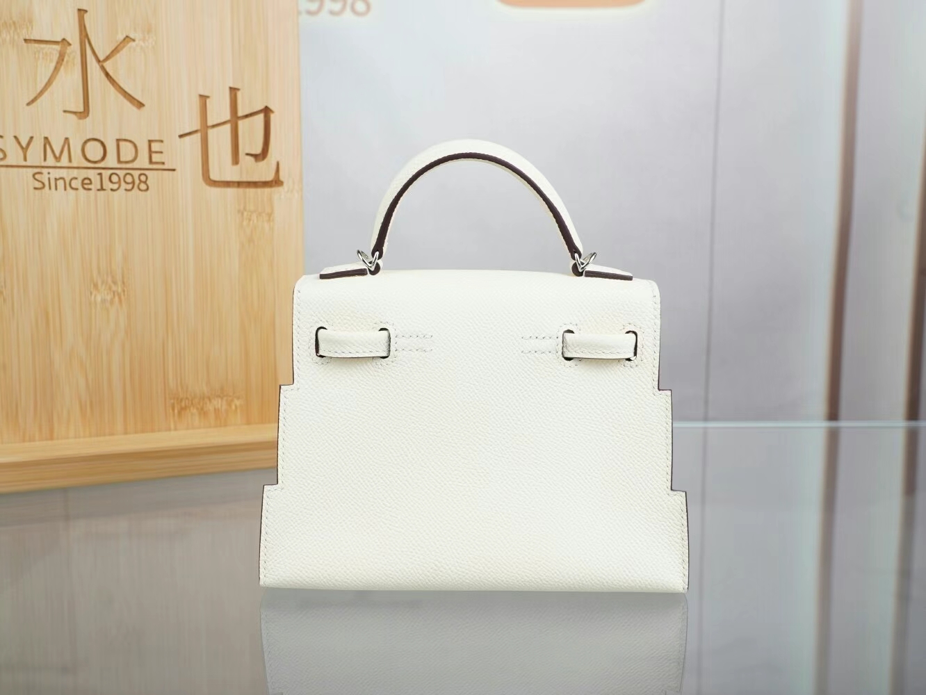 新款爱马仕马赛克娃娃包 Hermes Kelly Doll Picto I2奶油白Epsom皮 银扣