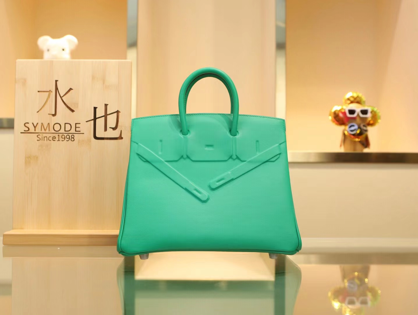 爱马仕浮雕铂金包 Hermes Birkin Shadow 25CM 6W薄荷绿牛皮 银扣