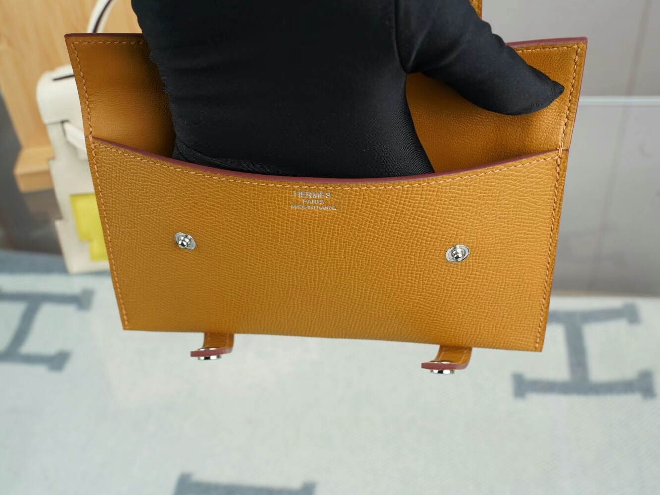 新款爱马仕马赛克娃娃包 Hermes Kelly Doll Picto I2奶油白Epsom皮 银扣