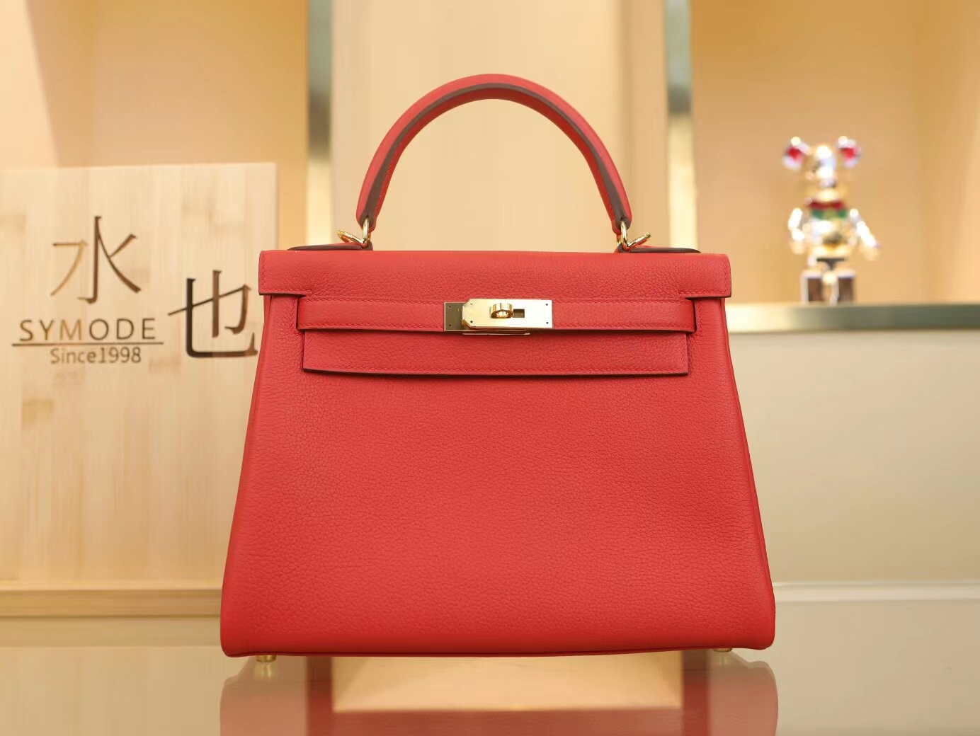 爱马仕包包定制 Hermes Kelly25/28CM Q5国旗红TC皮凯莉包 金扣/银扣