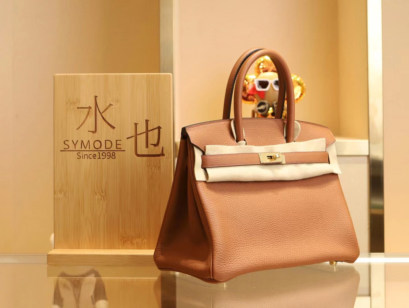 Symode Hermes爱马仕4i栗子棕内拼8v罂粟橘Togo皮铂金包Birkin30CM 金扣