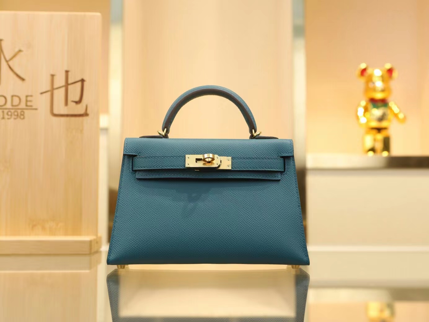 Symode爱马仕Hermes W0博斯普鲁斯绿Epsom皮迷你凯莉包二代Mini Kelly19CM