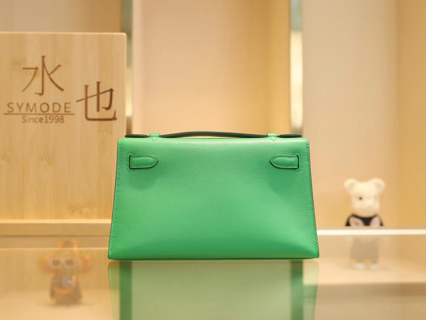 爱马仕迷你凯莉包一代 Hermes 1K竹子绿Swift皮Mini Kelly Pochette22cm 金扣
