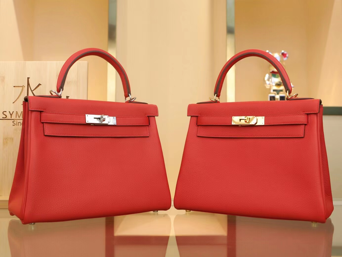 爱马仕包包定制 Hermes Kelly25/28CM Q5国旗红TC皮凯莉包 金扣/银扣