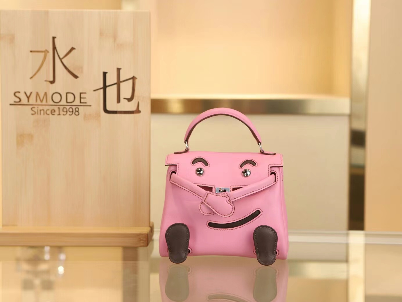 水也名品 Hermes Kelly Doll 16CM 爱马仕樱花粉Swift皮凯莉娃娃包 银扣