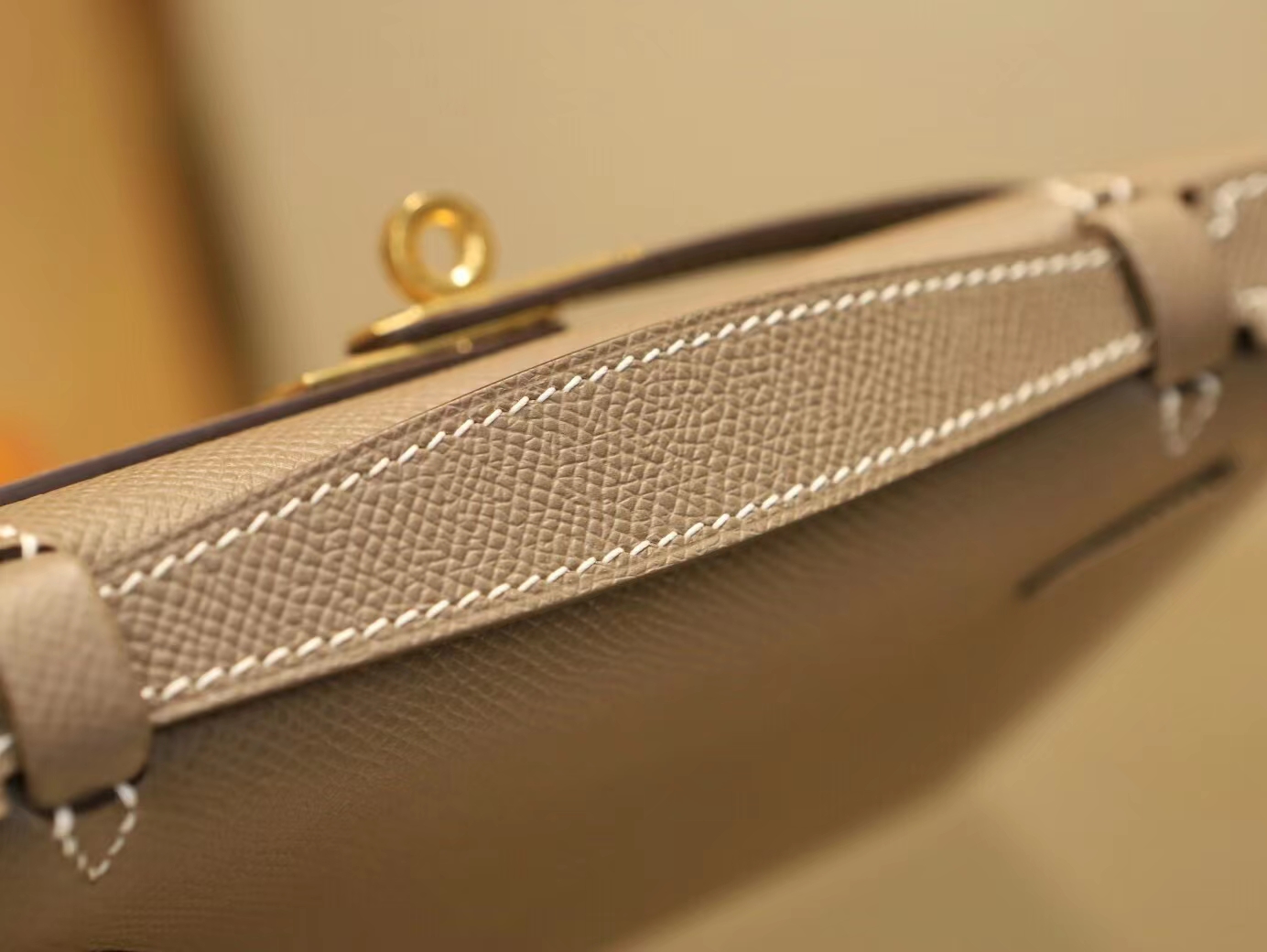 Symode爱马仕Hermes Mini Kelly Pochette22cm 18大象灰Epsom皮 金扣