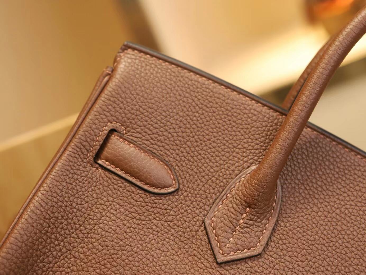Hermes Birkin30CM 爱马仕4G焦糖色Brulee Togo皮铂金包手提女包 金扣
