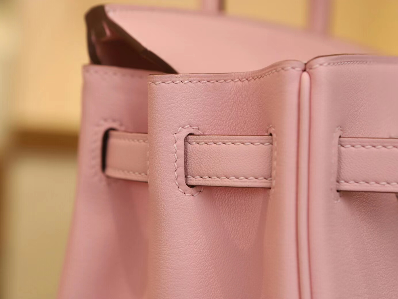 Symode爱马仕铂金包定制 Hermes 3Q水粉色Swift皮Birkin25CM 金/银扣