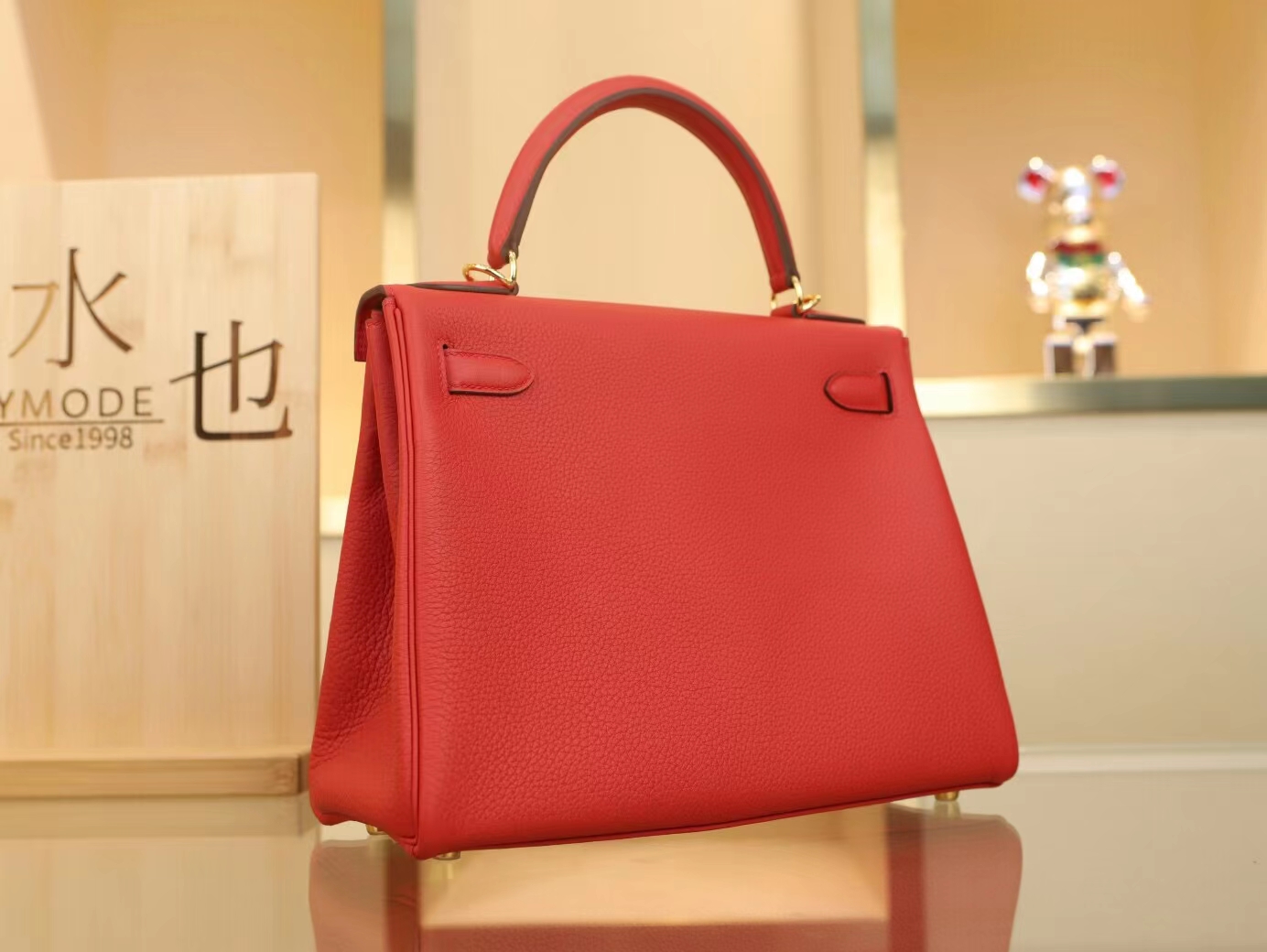 爱马仕包包定制 Hermes Kelly25/28CM Q5国旗红TC皮凯莉包 金扣/银扣