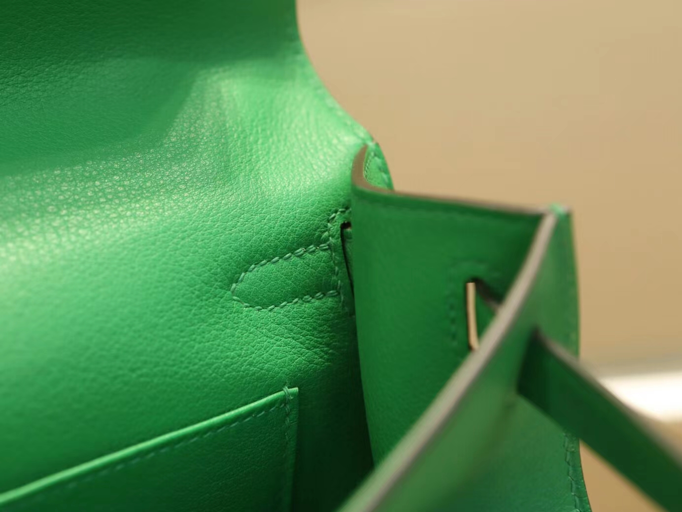 爱马仕迷你凯莉包一代 Hermes 1K竹子绿Swift皮Mini Kelly Pochette22cm 金扣