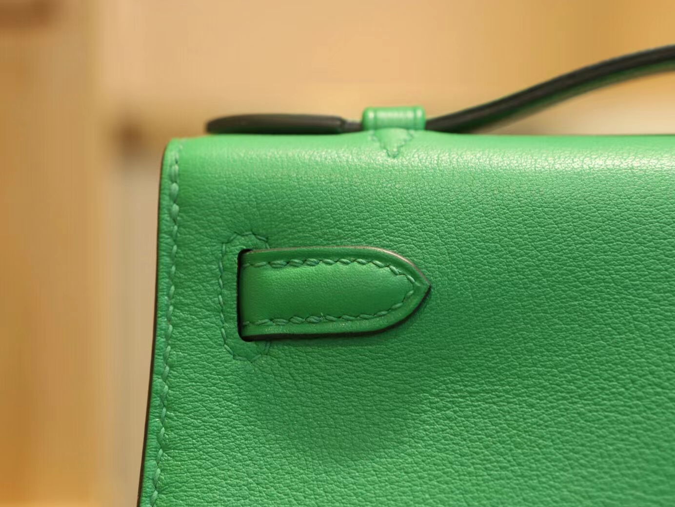 爱马仕迷你凯莉包一代 Hermes 1K竹子绿Swift皮Mini Kelly Pochette22cm 金扣