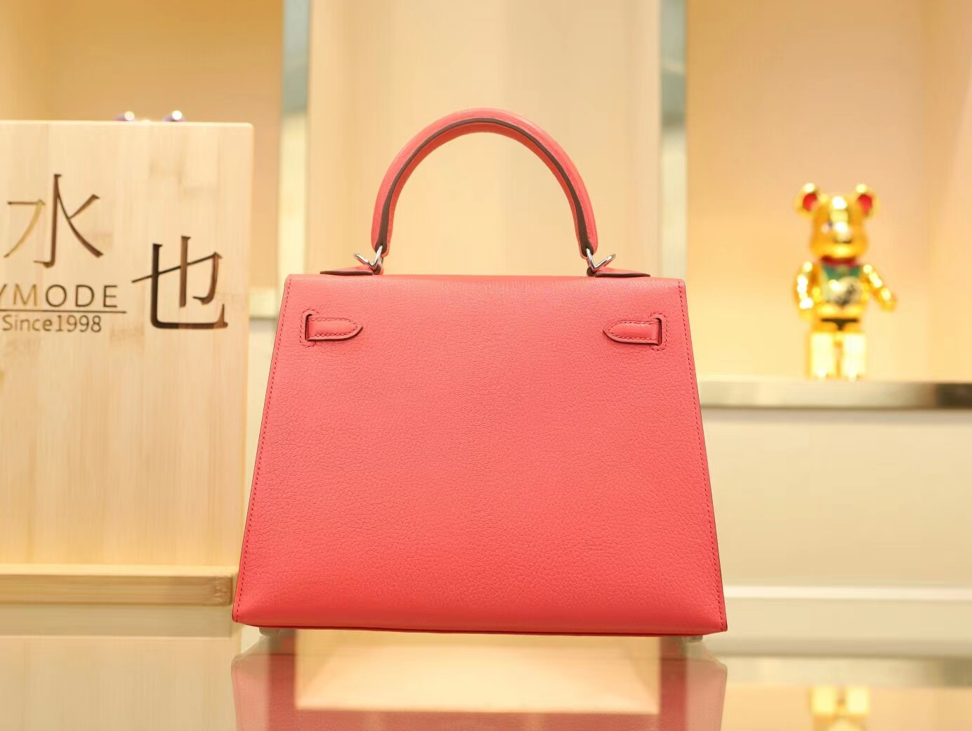 Hermes Kelly28CM 爱马仕斋普尔粉T5 Rose Jaipur山羊皮凯莉包 外缝 银扣