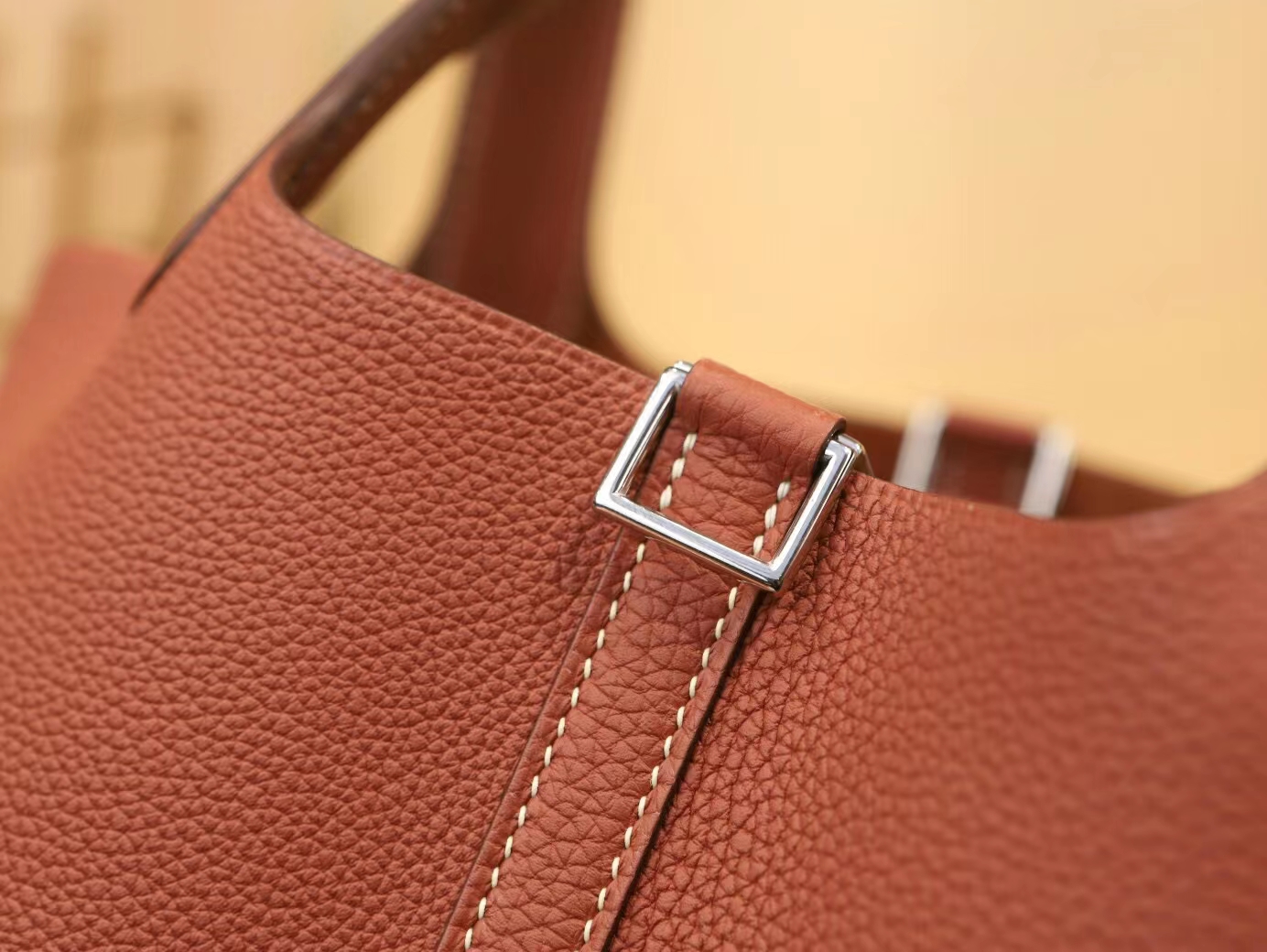 Hermes Picotin Lock18/22CM 爱马仕4E枫叶棕TC皮菜篮子包水桶包 银扣