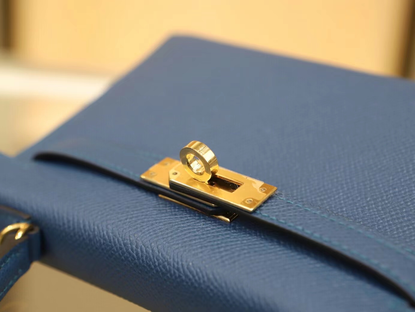 水也名品 Hermes Mini Kelly19CM 爱马仕S4深邃蓝Epsom皮迷你凯莉包二代