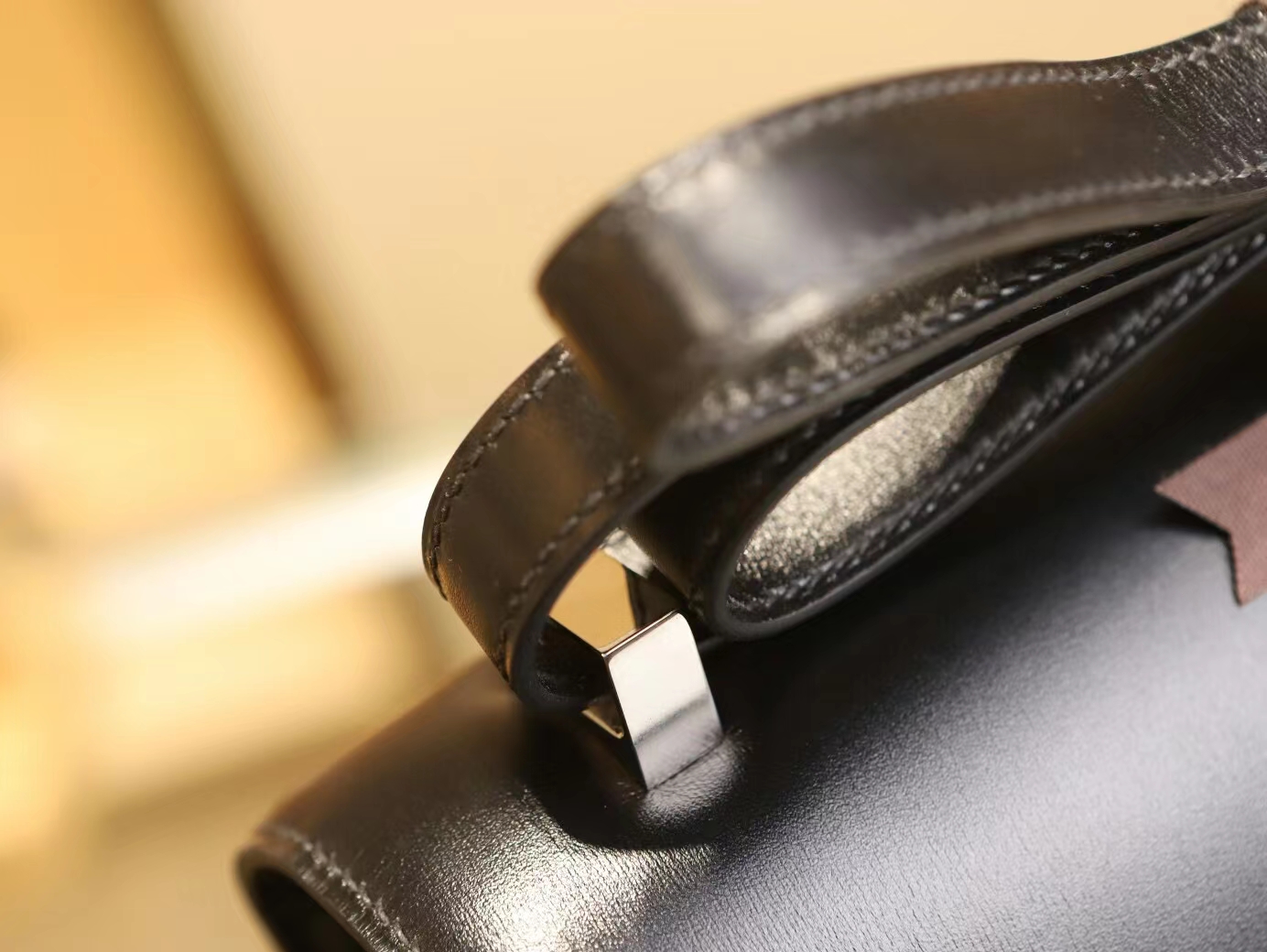 水也名品 Hermes Constance24CM 爱马仕黑色Noir Box皮康斯坦包 银扣