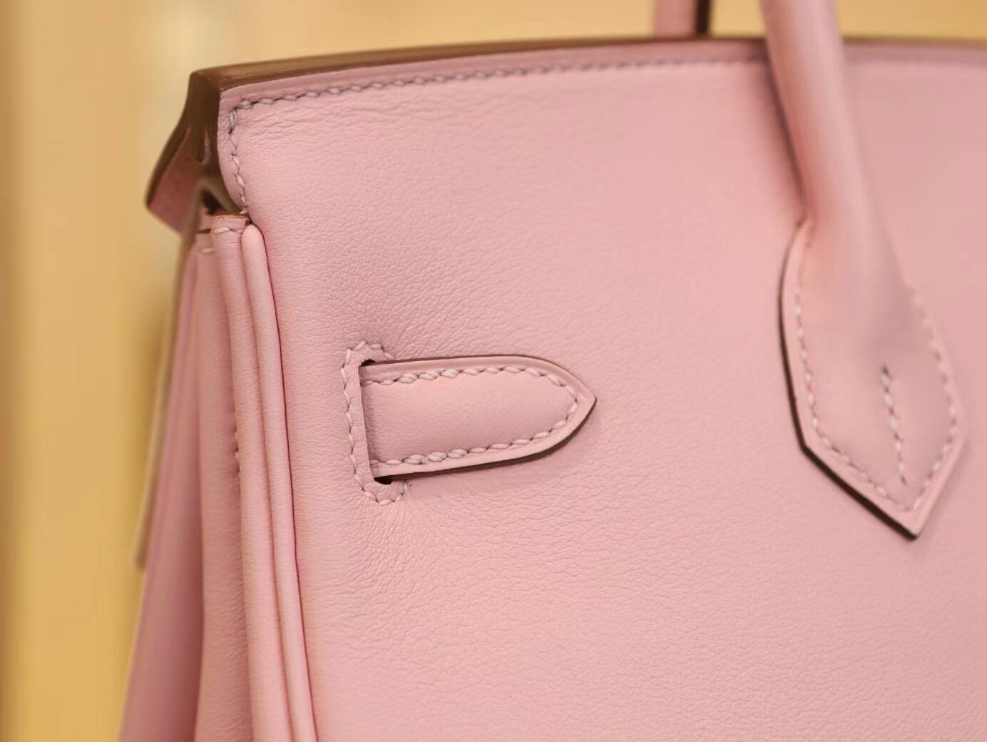Symode爱马仕铂金包定制 Hermes 3Q水粉色Swift皮Birkin25CM 金/银扣